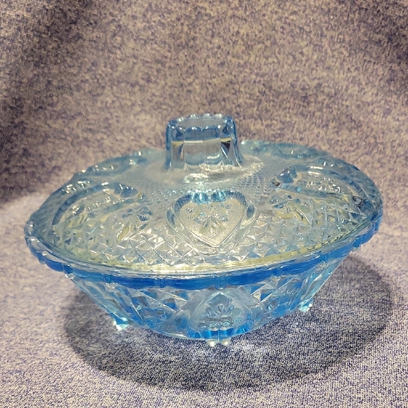 KIG Indonesian Other - Vintage KIG Indonesian Blue Glass Candy Dish w/ lid and footed bottom. No flaws